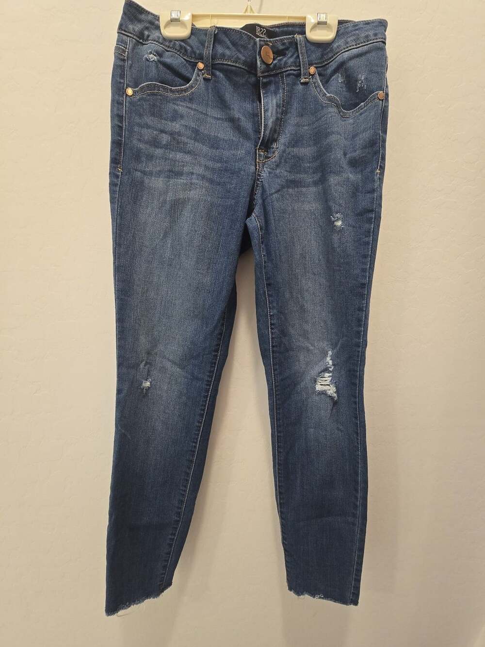 1822 Denim Skinny Jeans Size 8 Blue Distressed Wash